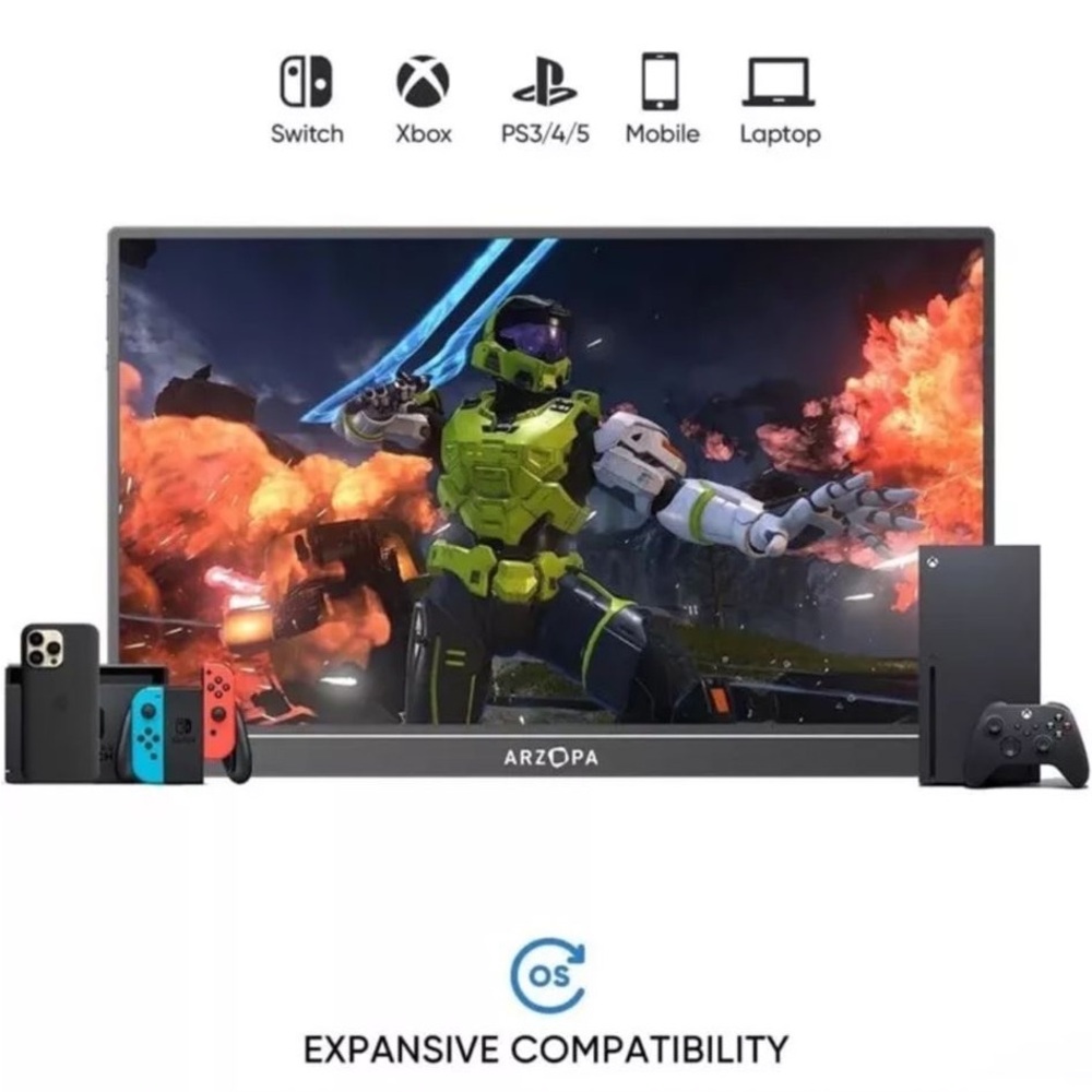 ARZOPA Portable Monitor 15.6'' FHD 1080P - Ultra-Slim Portable Laptop Monitor